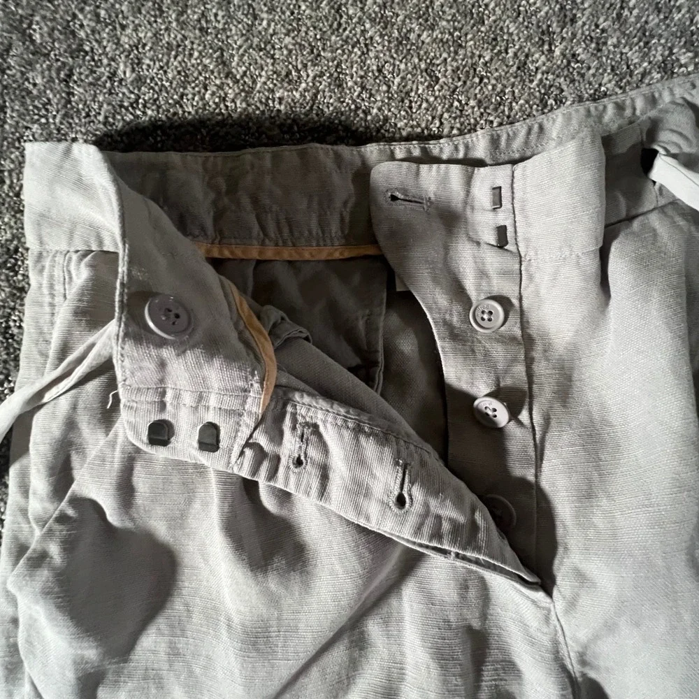 Wilfred Tapered Linen‎ Blend Pants Womens 4 Grey Pleated Drawstring Trousers